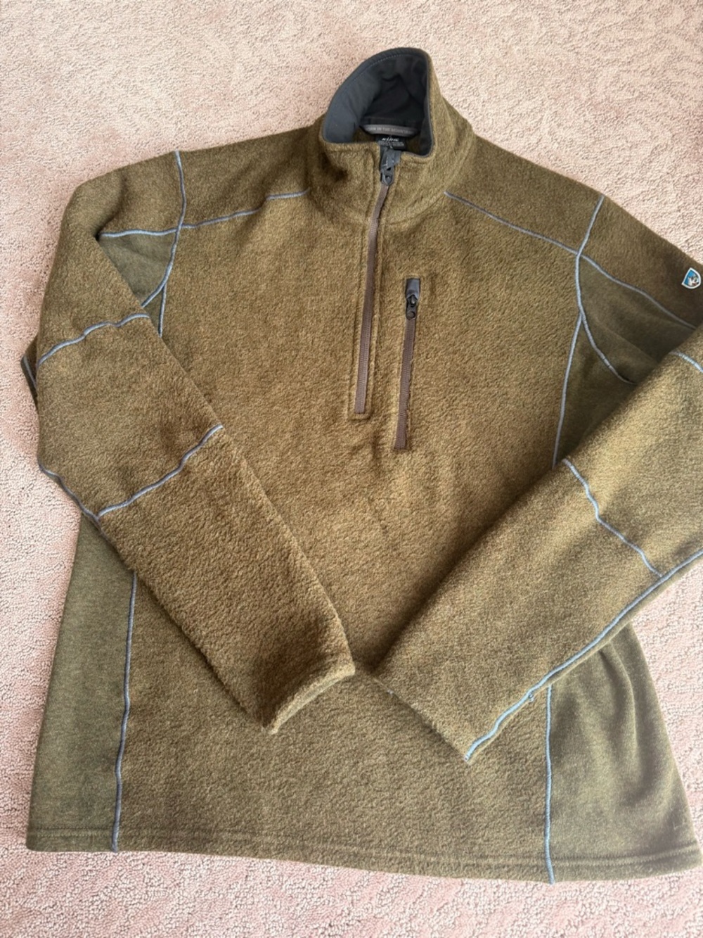 KÜHL Men’s L Revel Olive Green Brown Quarter-Zip Pullover